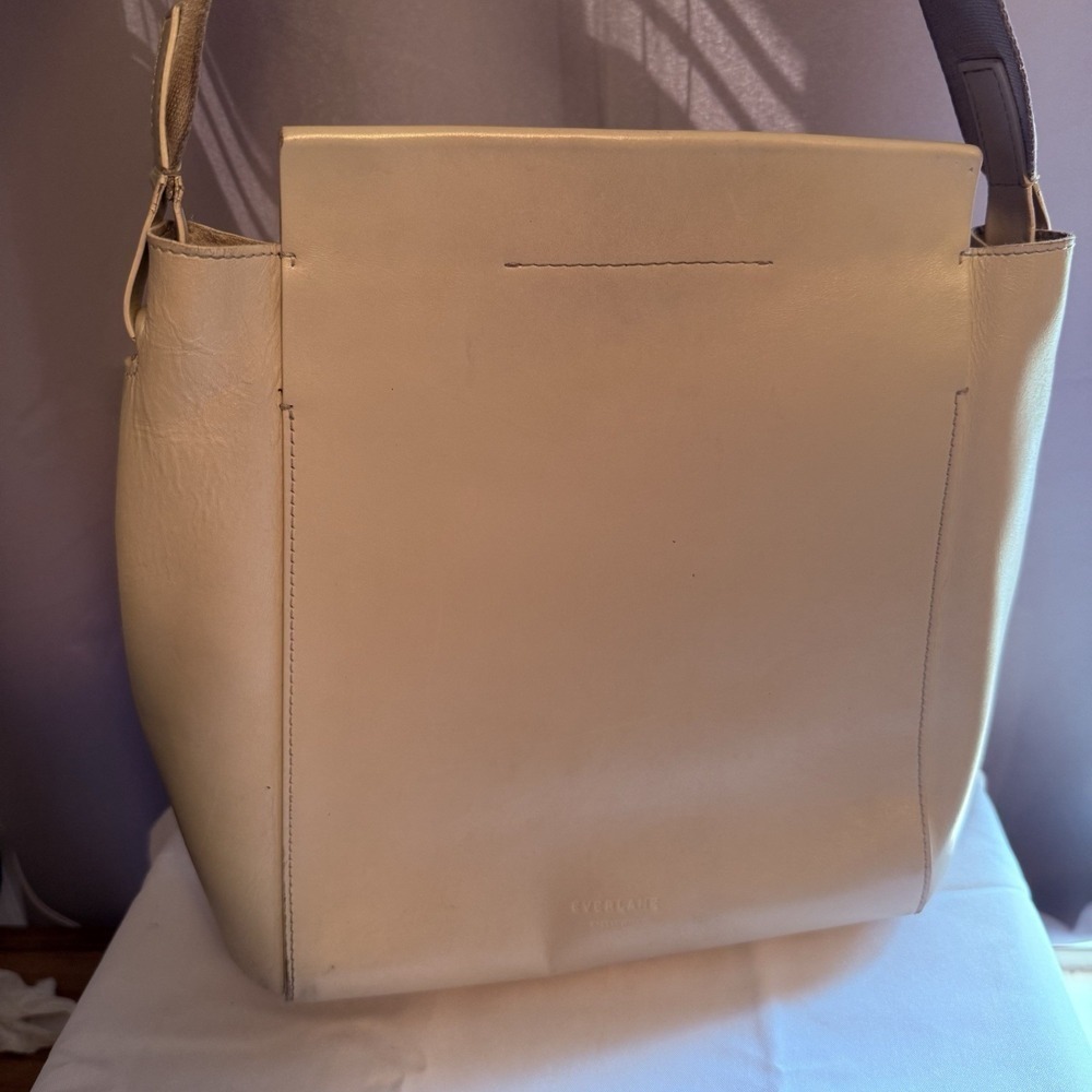 Everlane The Form Bag Beige Tan Leather Shoulder Bag Purse Handbag Tote